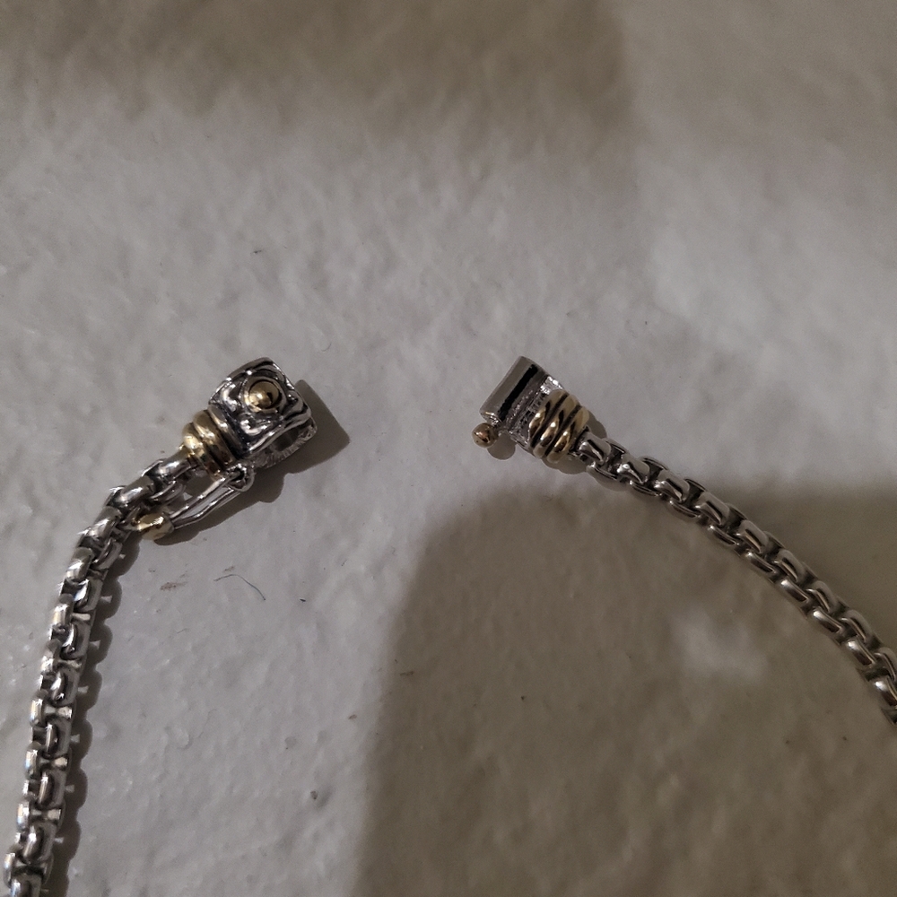 John Medeiros Two-Tone Silver & Gold Pendant Necklace with Crystal Accents - Picture 8 of 10